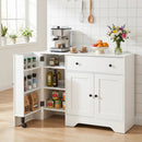 Coffee Bar Cabinet with Rolling Wheels and 3 Doors - 41.5" by LJGDeals