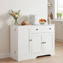 Coffee Bar Cabinet with Rolling Wheels and 3 Doors - 41.5" by LJGDeals