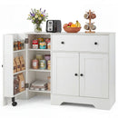 Coffee Bar Cabinet with Rolling Wheels and 3 Doors - 41.5" by LJGDeals
