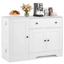 Coffee Bar Cabinet with Rolling Wheels and 3 Doors - 41.5" by LJGDeals