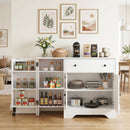 Coffee Bar Cabinet with Rolling Wheels and 3 Doors - 41.5" by LJGDeals