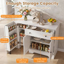 Coffee Bar Cabinet with Rolling Wheels and 3 Doors - 41.5"