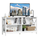 Wooden TV Stand Entertainment for TVs up to 55 Inch with X-Shaped Frame by LJGDeals