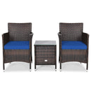 3 Pcs Outdoor Rattan Wicker Furniture Set-Gray by DirectDeals