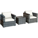 3 Pcs Patio Rattan Furniture Bistro Sofa Set with Cushioned-Navy