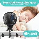 HomeLifairy Portable Stroller Fan, USB or Rechargeable Battery Operated with 3 Speeds and 360°Rotate, Cooling Clip On for Baby Crib Travel Car Seat Black by TinyTreasures Baby Boutique