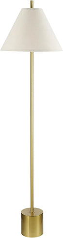GLOBE Electric 61000060 60" Floor Lamp, Matte Brass Finish, Beige Linen Shade, Heavy Weighted Base, Rotary Switch on Shade, Modern Standing Light for Living Room, Home Office Accessories by CozyNest Decor