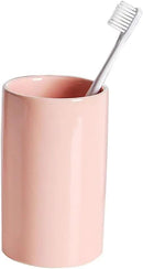Pink Ceramic Toothbrush Holder, Tumbler Cups Reusable Toothbrush Mouthwash Cup,Makeup Brush Holder, Bathroom Counter Organizer(300ml) by CozyNest Decor