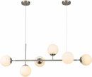 KCO Modern Silver Milk Glass Pendant Light 6 Light Pendant Light Fixture Chandelier Brushed Nickel Chandelier Modern Hanging Linear Light Fixture for Dining Room Kitchen Island by CozyNest Decor