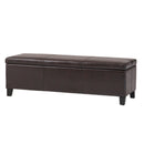 Upholstered PU Leather Storage Ottoman with Solid Wooden Legs by HouseOfZazla