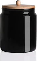 Sweejar Ceramic Kitchen Canisters, 58 FLOZ Porcelain Food Storage Jar with Airtight Seal Wooden Lid, Home Container Serving for Coffee Beans, Tea-leave, Sugar, Salt and More, Tool Bucket (Black) by CozyNest Decor