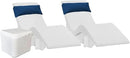 Aqua Outdoors in-Pool DEEP Ledge Chaise Set - Two Chaises - Two Headrest Pillows - Chaise Risers and One Large in Pool Side Table - for ledges 9"-14" inches Deep (White Granite-Navy) by GreenHaven Gardens