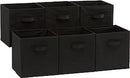 Amazon Basics Collapsible Fabric Storage Cubes Organizer with Handles, Sturdy, Black, 10.5-x-10.5-x-11-inch, Pack of 6 by CozyNest Decor