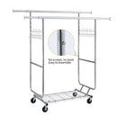 Heavy Duty Double Clothing Garment Rack With Shelves - Silver by HouseOfZazla