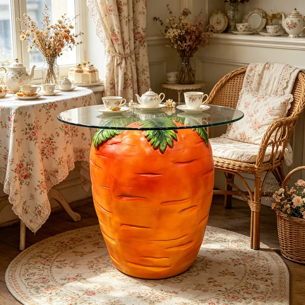 Carrot Shaped Side Table with Glass Top, photo 5 of 9