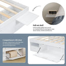 Storage Platform Bed Frame with Multiple Drawers and Shelves No Box Spring Needed, Queen Size,White