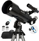 Telescope for Adults Astronomy, 70mm Aperture 400mm Focal Length Portable Astronomical Telescope for Beginners Age Over 8 Years Old with Wireless Remote Carry Bag Tripod, Black by TinyTreasures Baby Boutique