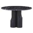 Kinton - Round Dining Table With Natural Marble Top - Black by Unique Piece Furniture