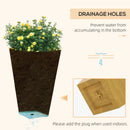 28" Tall Outdoor Planters, Set of 3 Large Taper Planters with Drainage Holes and Plug, Faux Wood Plastic Flower Pots for Outdoor, Indoor, Garden, Patio, Tan