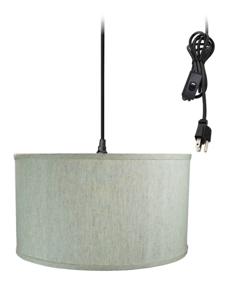 18"W 1 Light Swag Plug-In Pendant  Textured Oatmeal Shade Black Cord