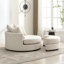 360° Swivel Accent Barrel Chair With Storage Ottoman & 4 Pillows, Modern Leisure Chair Round Accent For Living Room by HouseOfZazla