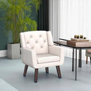 Living&Giving Accent Chair Button-Tufted Upholstered Living Room Chairs Comfy Reading Mid Century Modern with Linen Fabric Lounge Arm for Bedroom (Beige) 29.33D x 28.94W x 34.65H Inch by CozyNest Decor