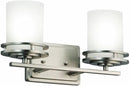 Kichler Hendrik 14.5" 2 Light Vanity Light with Satin Etched Cased Opal Glass Brushed Nickel by CozyNest Decor