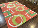 Abstract Rug 6x9, Modern Contemporary Rug, Red-Orange Green