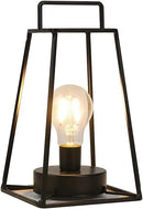 JHY DESIGN Retro Style Geometric Table Lamp 10''High Simple Iron Art Cordless Lamp Battery Powered Lamp with 6-Hours Timer Feature Cage Wireless Lamp for Balcony Party Indoor Outdoor(Short, Black) by GreenHaven Gardens