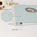 RECUTMS Photo Album Self Adhesive with Round Window 4x6 5x7 6x8 8x10 Magnetic Scrapbook with 40 Pages Leather Cover DIY Photo Album with Metallic Pen and Scraping Plate (Sky Blue) by TinyTreasures Baby Boutique