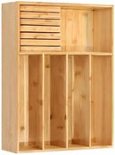 VaeFae Bamboo Silverware Organizer (Non-expandable), Utensil Holder for Drawer, Wooden Cutlery Tray with Divider for Kitchen Drawer, Utensil Organizer with Knife Block by CozyNest Decor