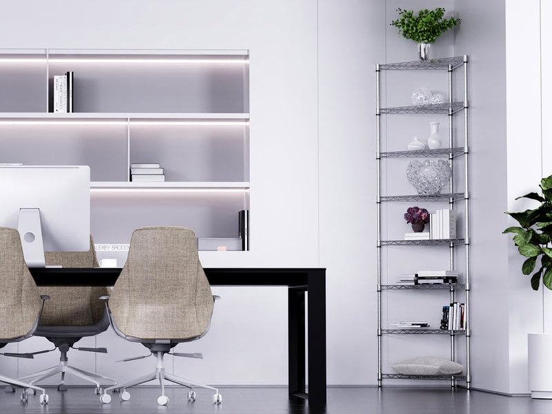 8 Tier Triangles Corners Wire Shelving Unit, NSF Height Adjustable Metal Storage Shelves, Heavy Duty Storage Wire Rack Metal Shelves - 82" H x 20" L x 20" D - Chrome