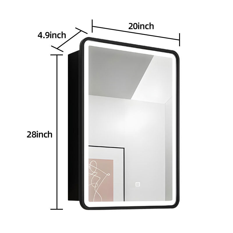 20x28 inch 3 colors with light Black framed Wall mount Medicine Cabinet with Mirror Anti-fog function
