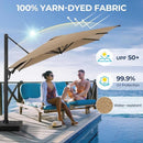 Round Cantilever Patio Umbrella With 360 Rotation & Infinite Tilt Adjustment