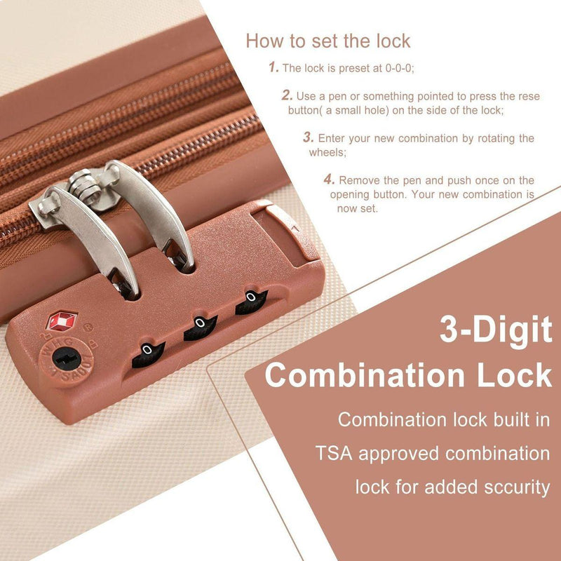 Hardshell Luggage Sets 3 Pcs Spinner Suitcase with TSA Lock Lightweight 20"24"28"