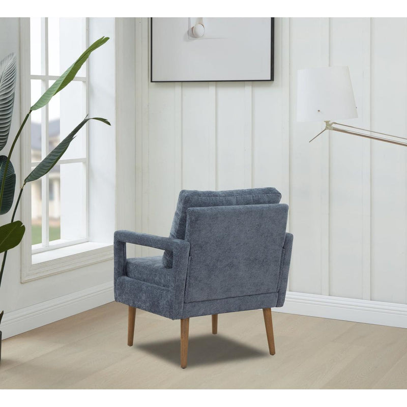 Mid-Century Armchair, Accent Chair with Chenille Armrest & Soft Cushion for Living Room, Bedroom, Home Office, Study, Dark Grayish Blue