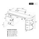 60"Modern Executive Desk,White Curved Computer Desk with Gold Metal Legs,3-Drawers Home Office Desk,Writing Desk with 1 Storage Cabinet for Home Office,Living Room,Gold+White