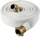 AKW Fire Hose, White, 1-1/2" ID, 500 PSI Burst Pressure, M x F NST Brass Connectors (50 ft.) by GreenHaven Gardens