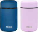 MIRA 2 Pack Insulated Food Jar Thermos for Hot Food & Soup, Compact Stainless Steel Vacuum Lunch Container, 13.5 oz, Denim, Lilac by TinyTreasures Baby Boutique