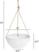 Root & Vessel Self Watering Hanging Planter for Indoor or Outdoor Plants, Unique Marbled Hanging Basket Made of Eco-Friendly Blend of Stone & Plastic, White, 12" by GreenHaven Gardens