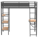 William - Twin Loft Bed 3 Shelf With Built In Desk - Matte Black by HouseOfZazla