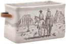 Western Desert Cowboy Storage Basket Cube Storage Bins Organizer Bag Collapsible Closet Shelf Baskets with handle for Baby Cloth Pet Toy Book 14.2×10.2×8.3 IN by TinyTreasures Baby Boutique