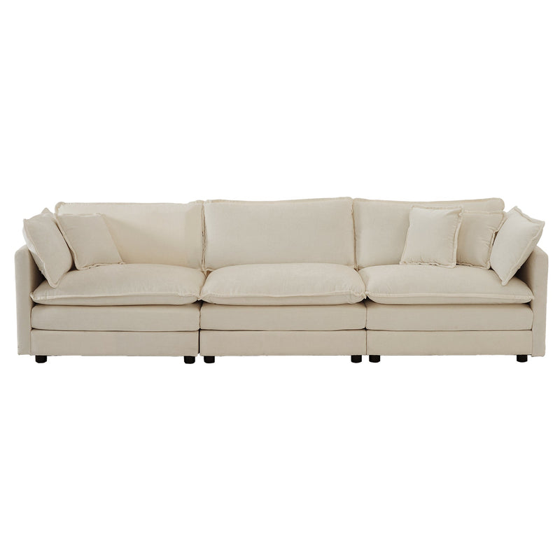 Walker Edison | Chenille Modular Cloud U-Shaped Sectional Sofa with Two Ottomans