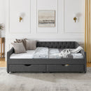 Upholstered Tufted Daybed With 2 Drawers, Waved Arms by HouseOfZazla