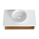 Floating Bathroom Vanity With Glossy Round Vessel Sink