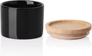 Sweejar Kitchen Canisters Ceramic Food Storage Jar, Stackable Containers with Airtight Seal Wooden Lid for Serving Ground Coffee, Tea, Sugar, Spice and More - 5 Fl Oz(Black) by CozyNest Decor