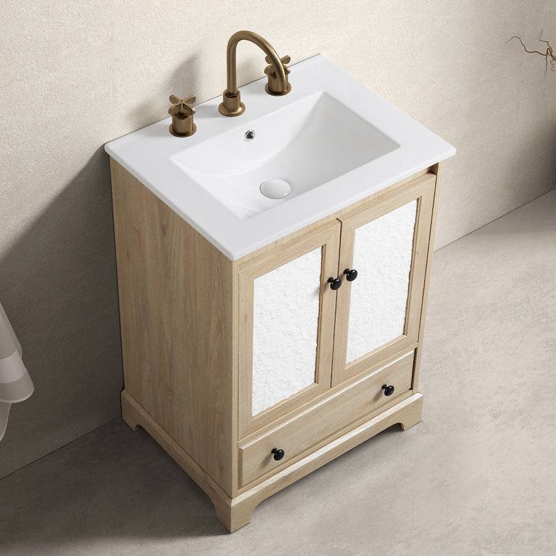 Bathroom Vanity With Basin, 1 Drawer Free Standing Storage - Brown, photo 5 of 12