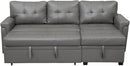 Naomi Home L-Shaped Reversible Sectional Sofa with Pull-Out Sleeper Bed and Storage Chaise, Gray Air Leather by CozyNest Decor