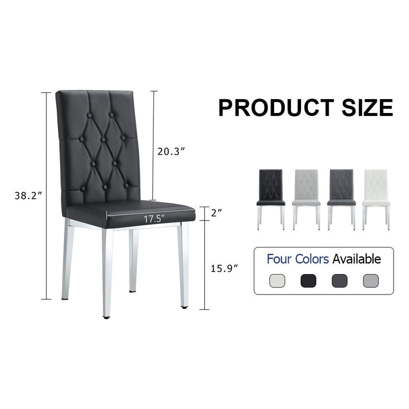 8 piece set of black armless dining chairs brings a touch of elegance and mystery to the dining area with its deep black tone,The grid and buckle design of the back add a vintage yet fashionable touch