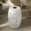 Solar Side Table with Built-in Solar Battery (White)